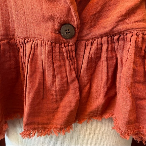 Free People Lyra Tiered Bed Jacket Burnt Orange Size Medium - Picture 6 of 12